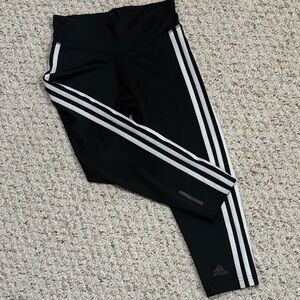 Adidas Women’s Capri Black and White Striped Leggings